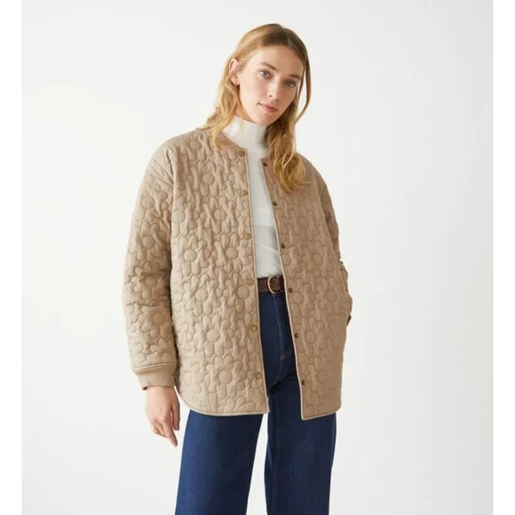 & Other Stories Oversized Floral Quilted Jacket Beige - Size 6 - Picture 1 of 9